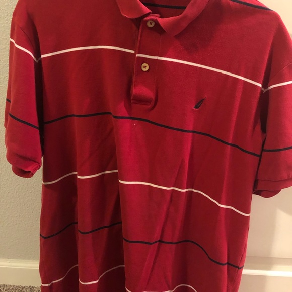 Nautica Red Button Up T-Shirt - Picture 3 of 4